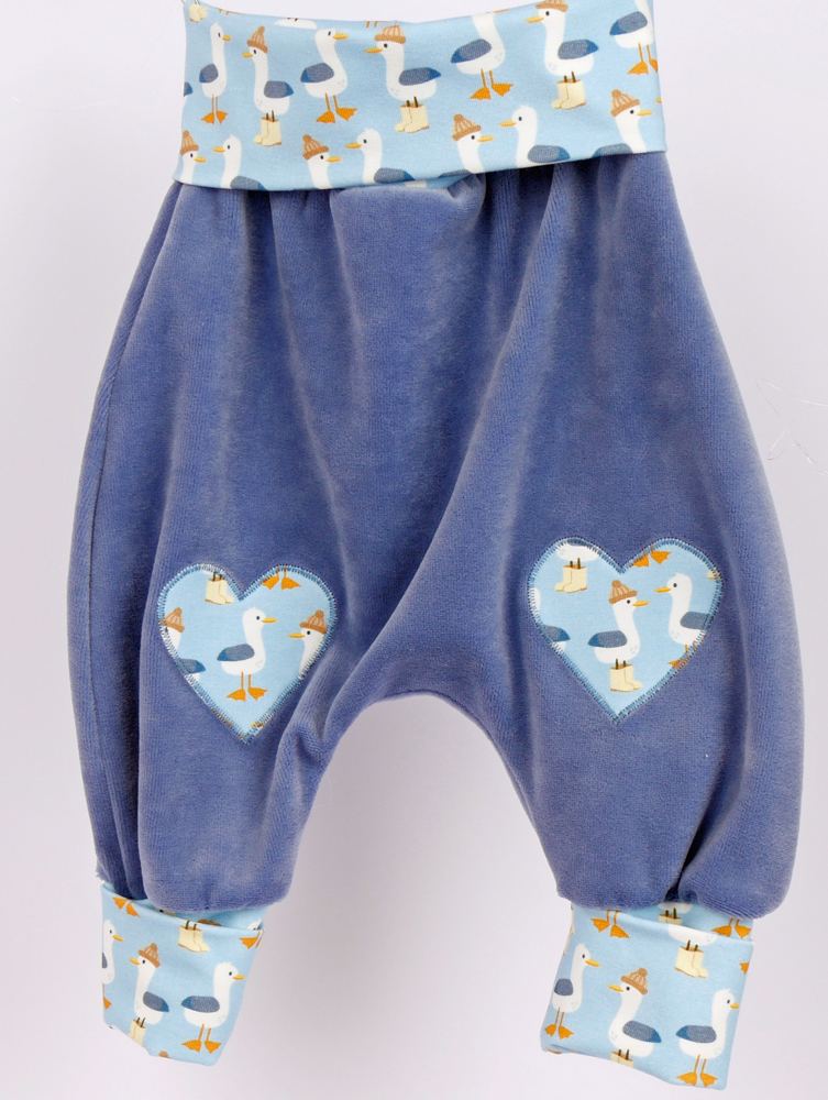 Jerseyhose für Babys ohne Tasche, Gr. 0- 12 Mon.,Nähset blaue Nicki