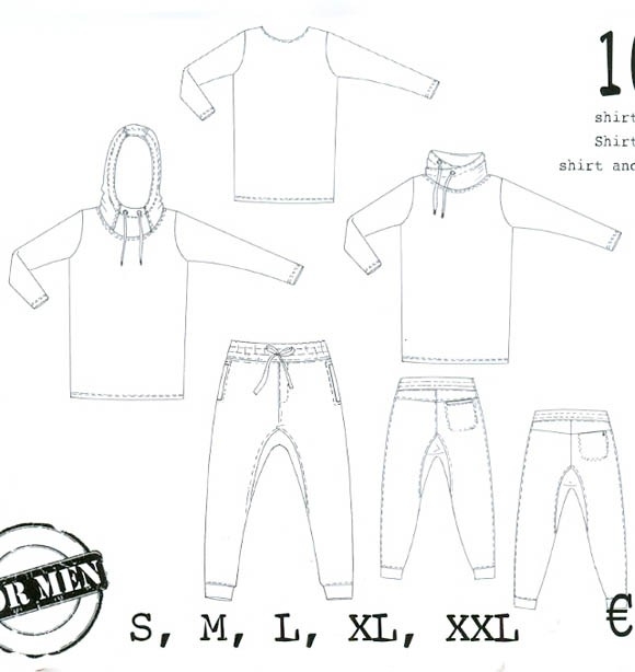 Nähpaket It's a fits 1080 für einen Pullover / Sweatshirt Rügen, Sweatshirtstoff weinrot gepillt, Gr. S - XXL