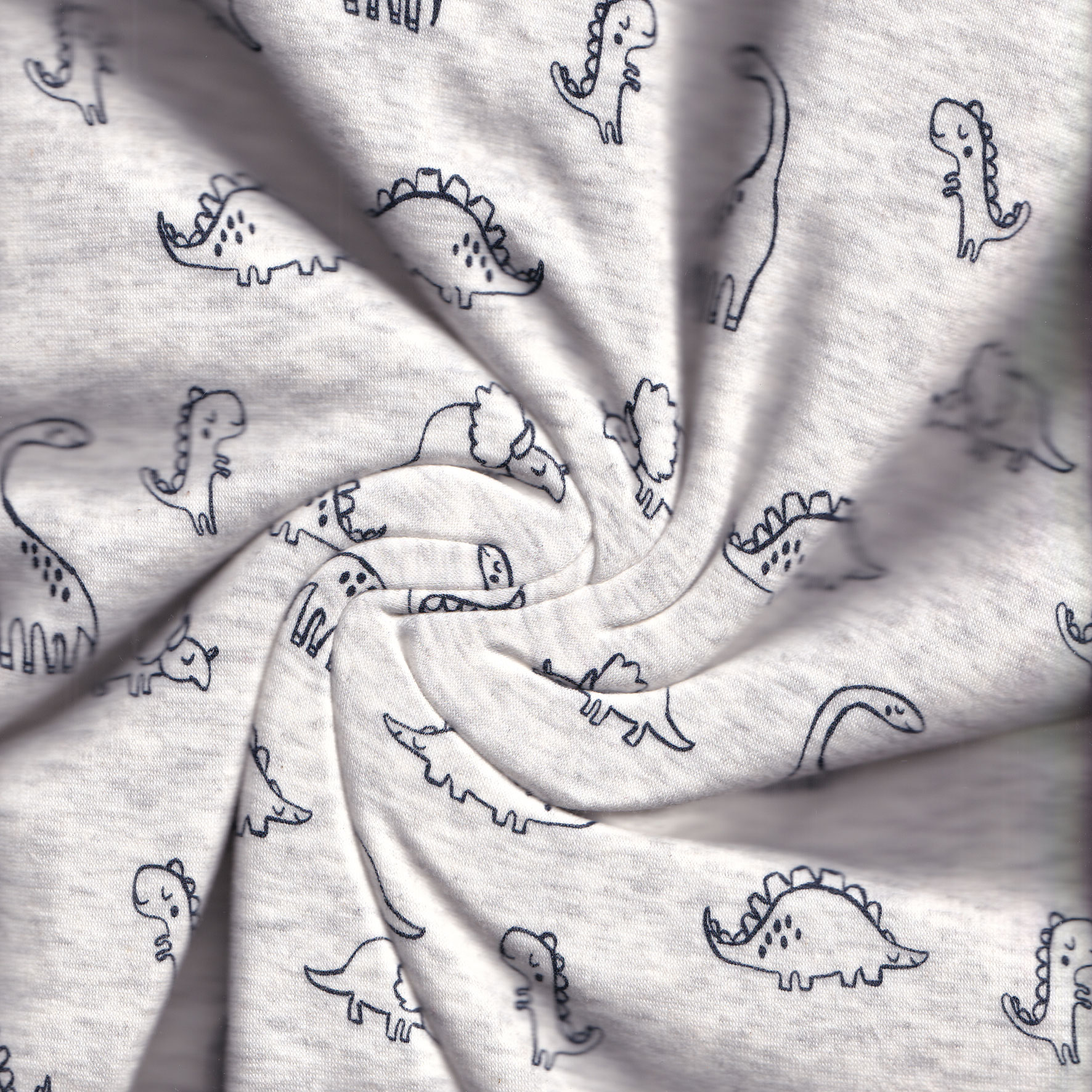 Alpenfleece - Sweatshirt-Stoff  "Nils" Dinosaurier, naturweiß, meliert